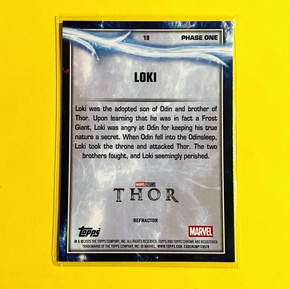 2025‎ Topps Chrome Marvel Studios Loki #19 Refractor Phase One